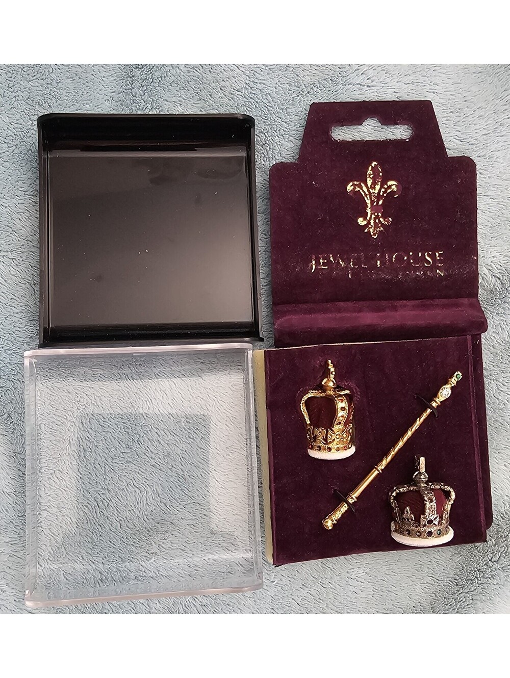 Vintage Circa 1980s 3-piece Jewel House Collections Miniature Crown Jewels Set